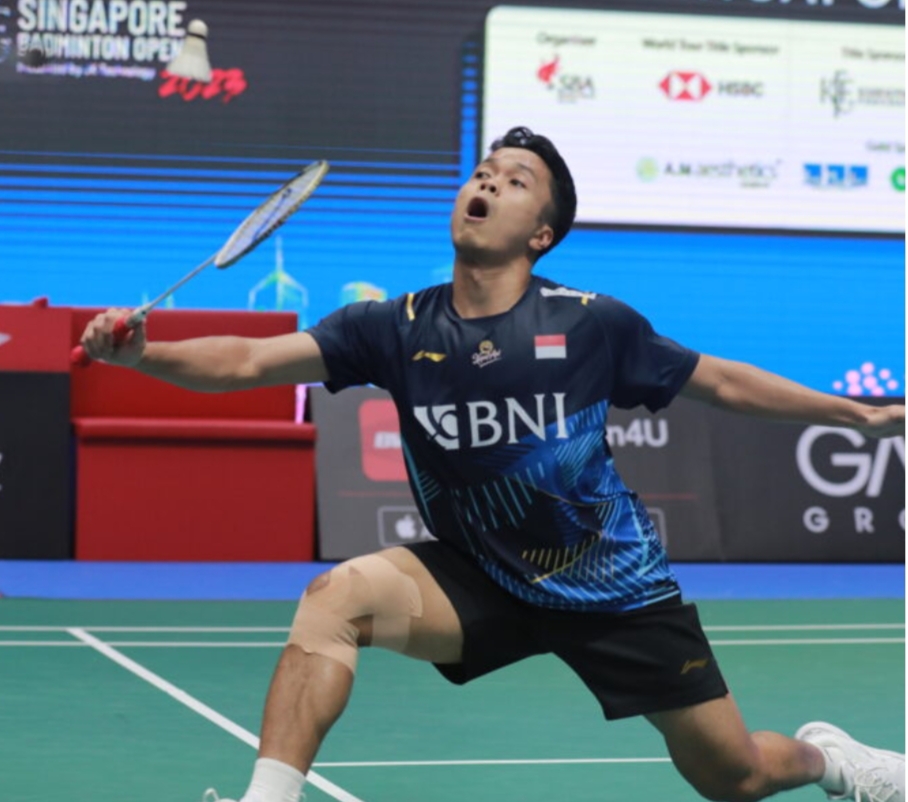 Anthony Sinisuka Ginting juara Singapore Open 2023. =Rujukanmedia.com/Dok.PBSI