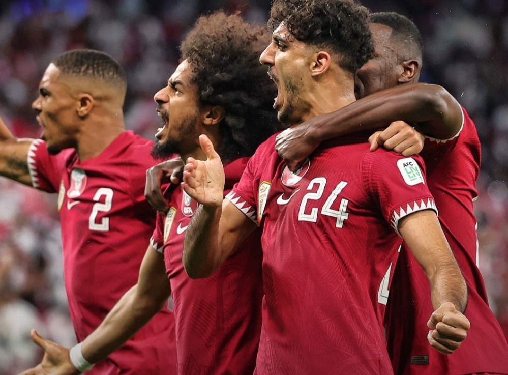 Selebrasi para pemain Qatar usai menjebol gawang Iran di laga semifinal = Instagram @qatar2023