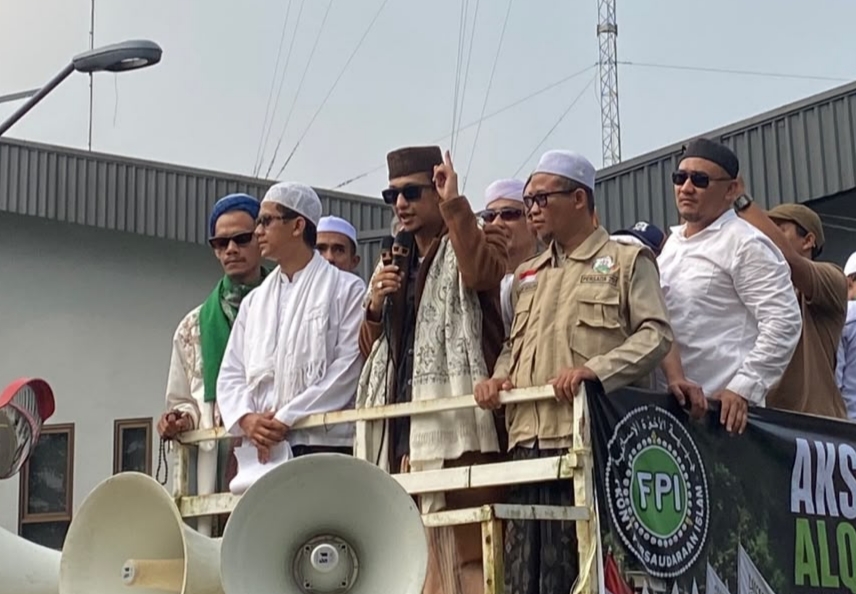 Aksi demonstrasi di depan pabrik miras di Kabupaten Bogor (Istimewa)